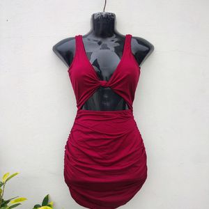 Red Two Ways Bodycon Dress