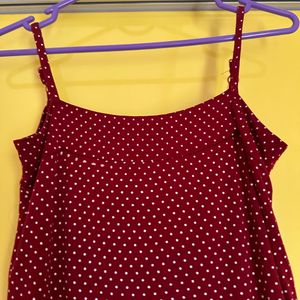 Maroon Polka Dot Stripped Top