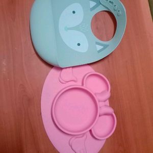 Disney Baby Plate And A Bib