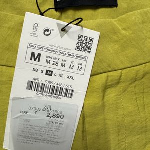 Zara Lime Neon Cotton Linen Trouser