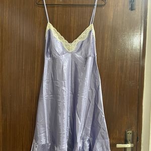 Lavender Satin Slip & Robe Set