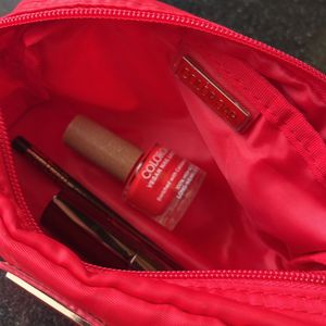 Lipstick, Kajal And Nail paint With Red Pouch