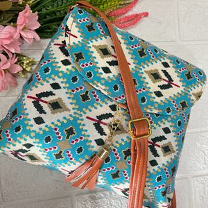 Jaipuri print sling bag (blue)