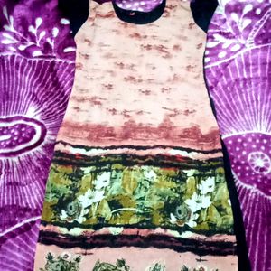 Cotton Kurti With Multicolor Front And Plain Back