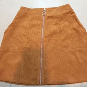 Ribbed Pocket BROWN PENCIL SKIRT