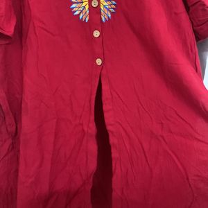 Red Kurta, Size-L,M, Excellent Condition., Cotton