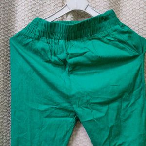 Straight A Line Cotton Pants Sea Green