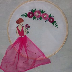 Wooden Embroidery Girly Hoop