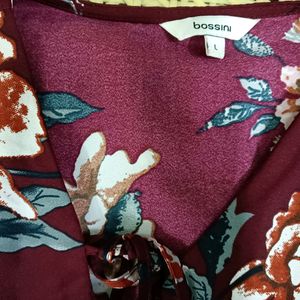 Bossini Knee Length Maroon Dress