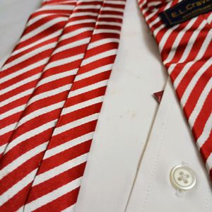 E.L. Cravatte Red Stripe Silk Men's Tie (New)