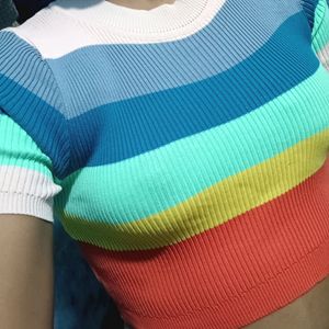 Multicolored Women Crop Top