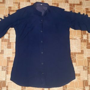 Navy Blue Short Top With Designing Hand