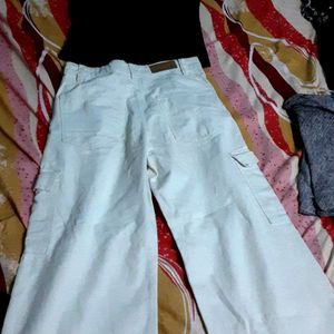 Bershka White Denim Cargo