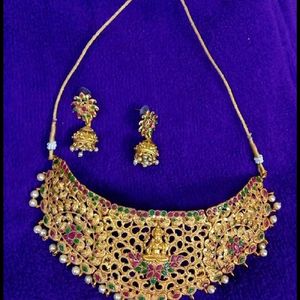 Copper Base Lakshmi Design Necklace Set