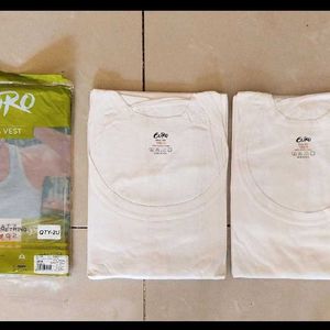 Pack Of Two Euro Cotton White Half Sleeves Vest