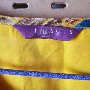 Libas Yellow Abstract Printed Front Slit Kurta