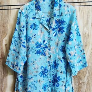 Blue Floral Shirt Size-46