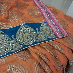 Orange Brocade Saree