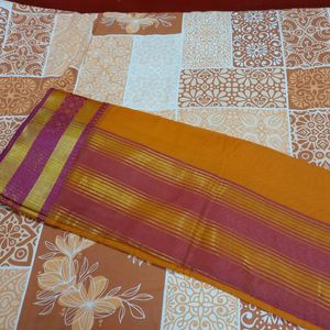 Mustard Women's Cotton Saree