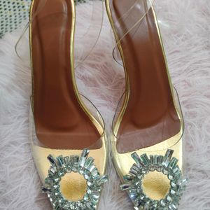 Trendy Stone Studded Transparent Heels