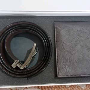 New Leather Belt & Wallet Gift Set  For Men