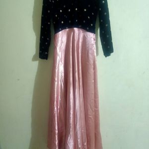 Navy Blue Pink Anarkali With VeilFor Women