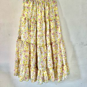 Trendy Yellow Flowering Skirt