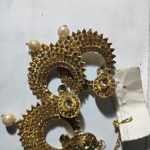 Golden Earrings With Mangteeka