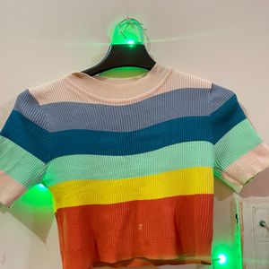 hot rainbow/ Multicoloured Crop Top