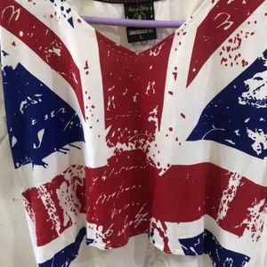 England Flag Print T-shirt For Women