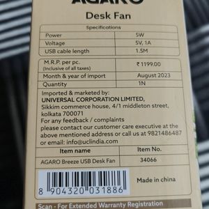 Agaro Desk Fan