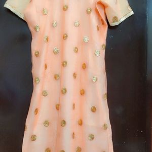 Peach Color Suit & Skirt With Dupatta 40 Bust