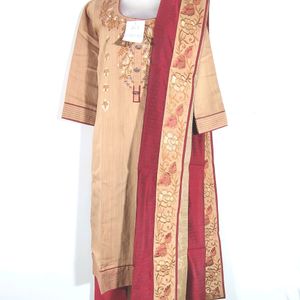 Nude And Maroon Kurta Ser (Women's)