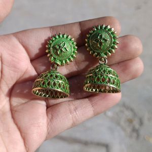 Green Jhumkas