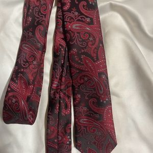 Red Paisley Print Necktie