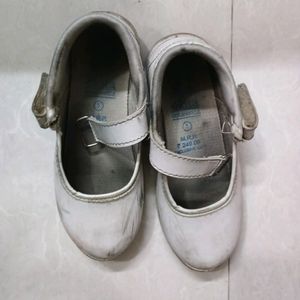 Girls White Coloured School Shoes