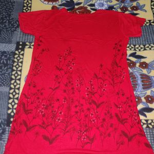 Ladies Long Red T-shirt, 1 Time Use Only