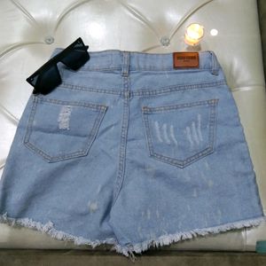 Blue denim ripped shorts