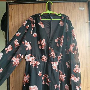 Women Floral Top Black