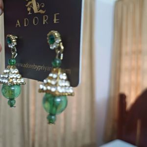 2 Green Beaded Earrings