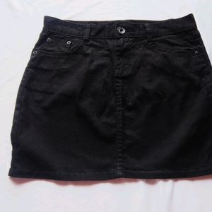 Black Denim Mini Short Skirt