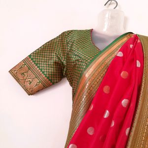 Red Ready To Wear Saree (Women's)