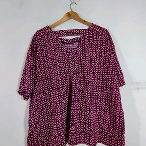 Black With Pink Printed Top (Women's)