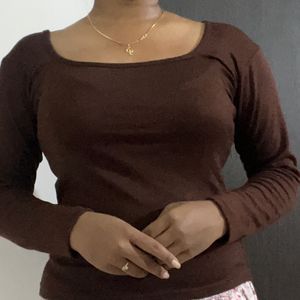 Women Brown Full Sleeves Top