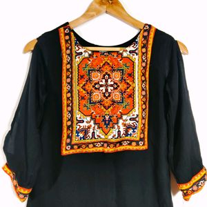 Black Printed Casual Kurta (Women)