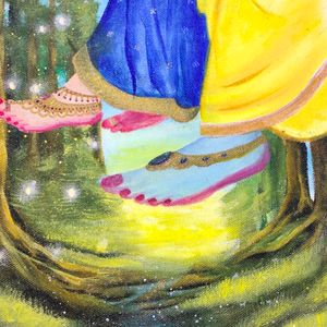 Radha Krishna Paaw Painting