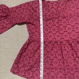 Red Chikankari Top