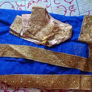 Peacock Blue And Golden Saree