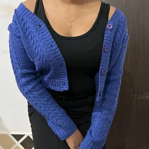 Dressbery Women Blue Cardigan Sweater