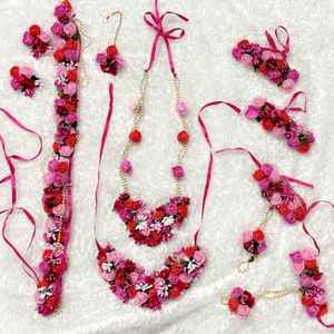 Pink & red Floral Jwellery Set